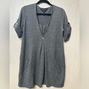 bcbgmaxazria 100% wool halfzip 3/4 sleeve sweater size L